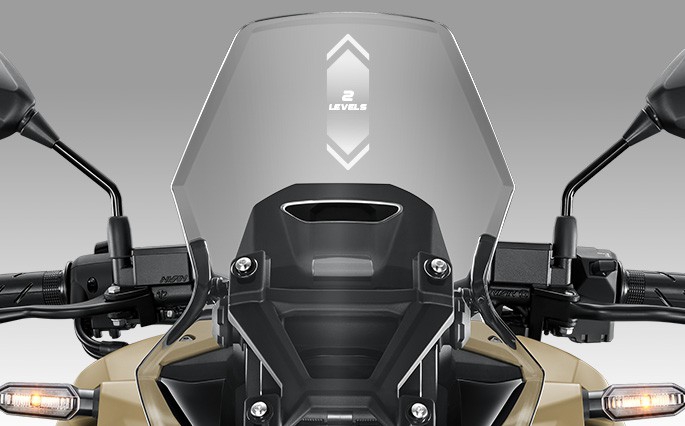 กระจกบังลมหน้าปรับระดับได้ 2 ระดับของ Honda ADV 160 2026 เหมาะทั้งในเมืองและทางไกล