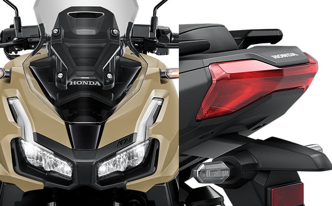 ไฟหน้า Full LED พร้อม DRL และไฟท้ายระบบ ESS ของ Honda ADV 160 2026