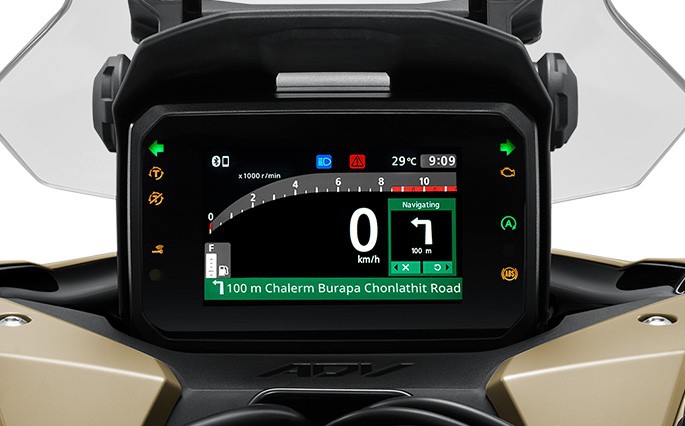 จอ TFT สี 5 นิ้วใหม่ของ Honda ADV 160 2026 เชื่อมต่อ Honda RoadSync นำทาง รับสาย ฟังเพลง